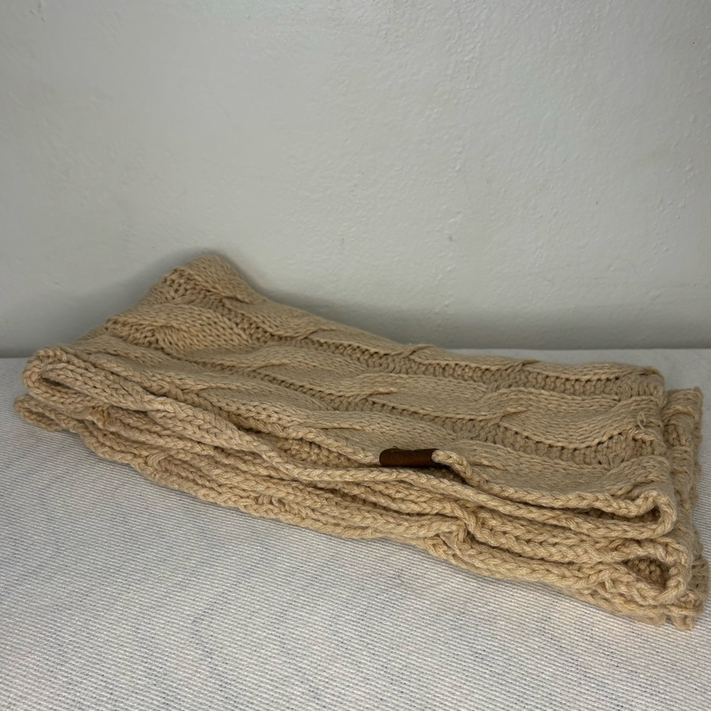 C.C Unisex Soft Stretch Chunky Cable Knit Infinity Loop Scarf Tan GirlieGirl - Picture 3 of 3